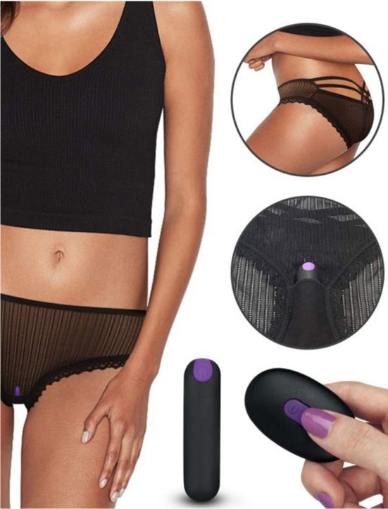 Чёрные вибротрусики IJOY Rechargeable Remote Control