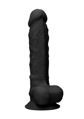 Черный фаллоимитатор Realistic Cock With Scrotum - 22,8 см.