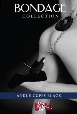 Чёрные меховые оковы на ноги Bondage
