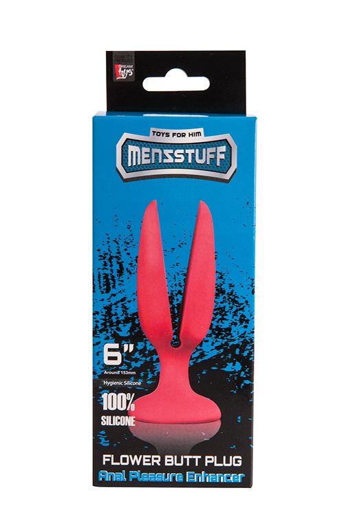 Красная пробка-бутон MENZSTUFF FLOWER BUTT PLUG 6INCH - 15 см.