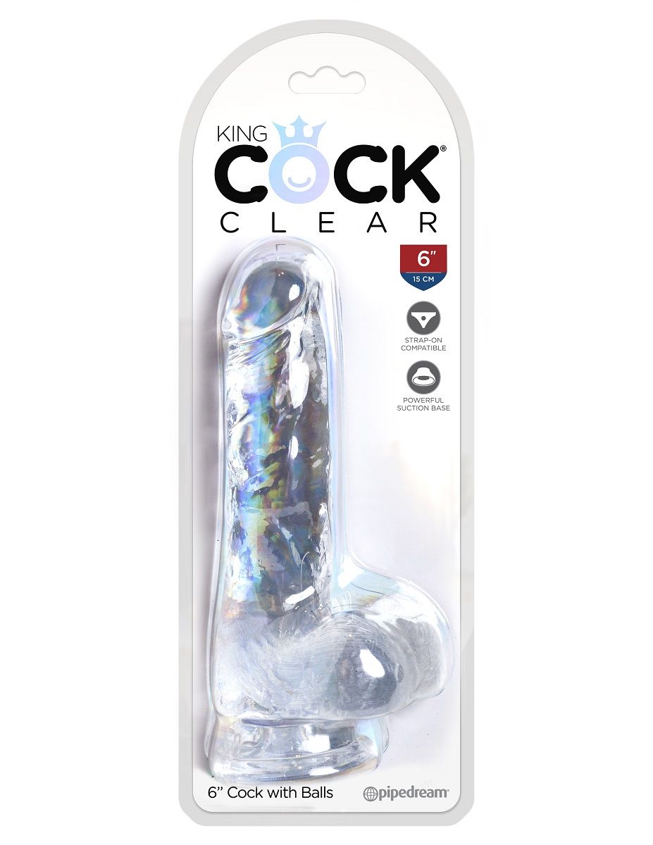 Прозрачный фаллоимитатор King Cock Clear 6  Cock with Balls - 17,8 см.