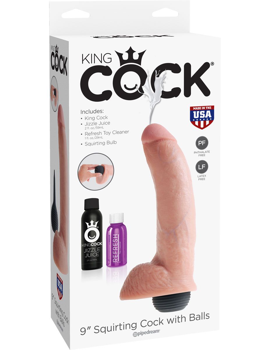 Телесный фаллоимитатор с эффектом семяизвержения Squirting Cock with Balls - 22,9 см.