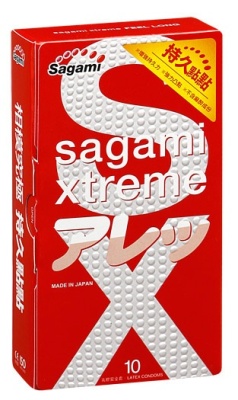 Утолщенные презервативы Sagami Xtreme Feel Long с точками - 10 шт.