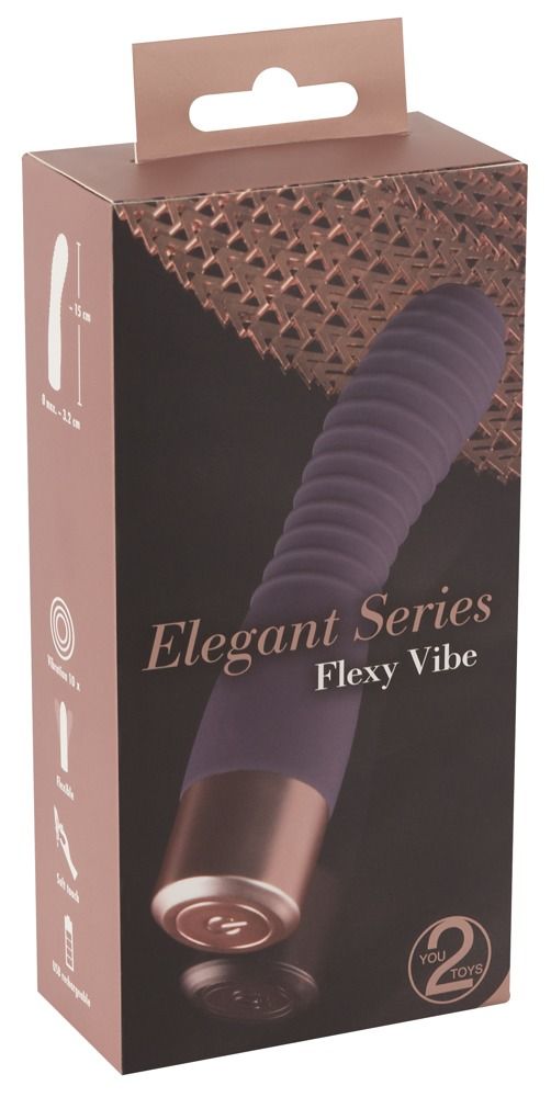 Фиолетовый вибратор с ребрышками Elegant Flexy Vibe - 15 см.