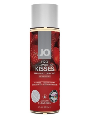 Лубрикант на водной основе с ароматом клубники JO Flavored Strawberry Kisses - 60 мл.