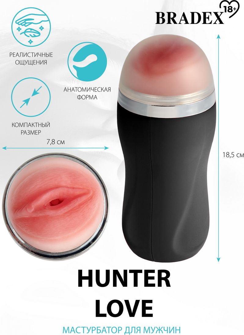 Мастурбатор-вагина Hunter Love в черной колбе