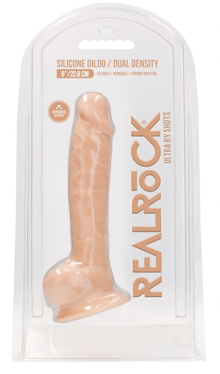 Телесный фаллоимитатор Silicone Dildo With Balls - 22,8 см.