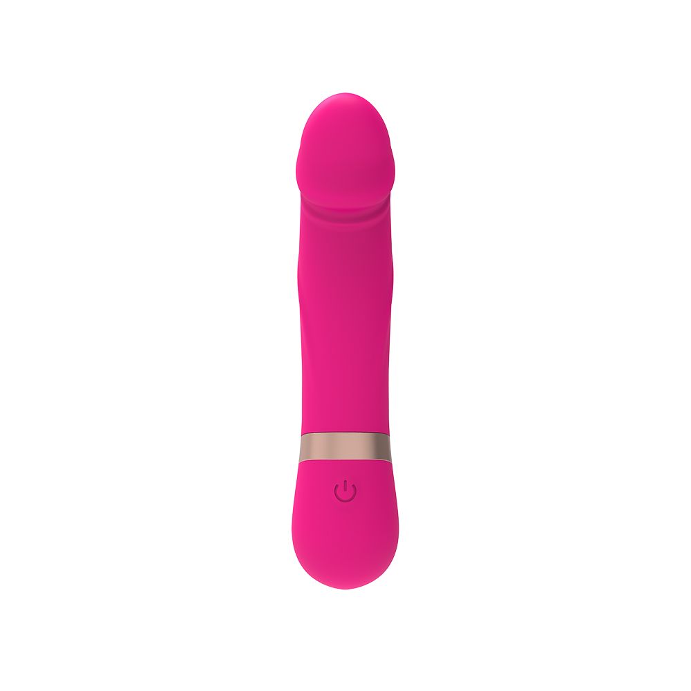 Розовый мини-вибратор с загнутой головкой Dildo Vibe - 11,7 см.