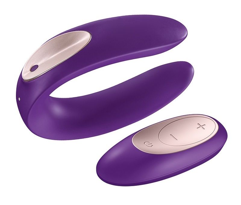 Фиолетовый вибратор для пар Satisfyer Double Plus Remote с пультом ДУ