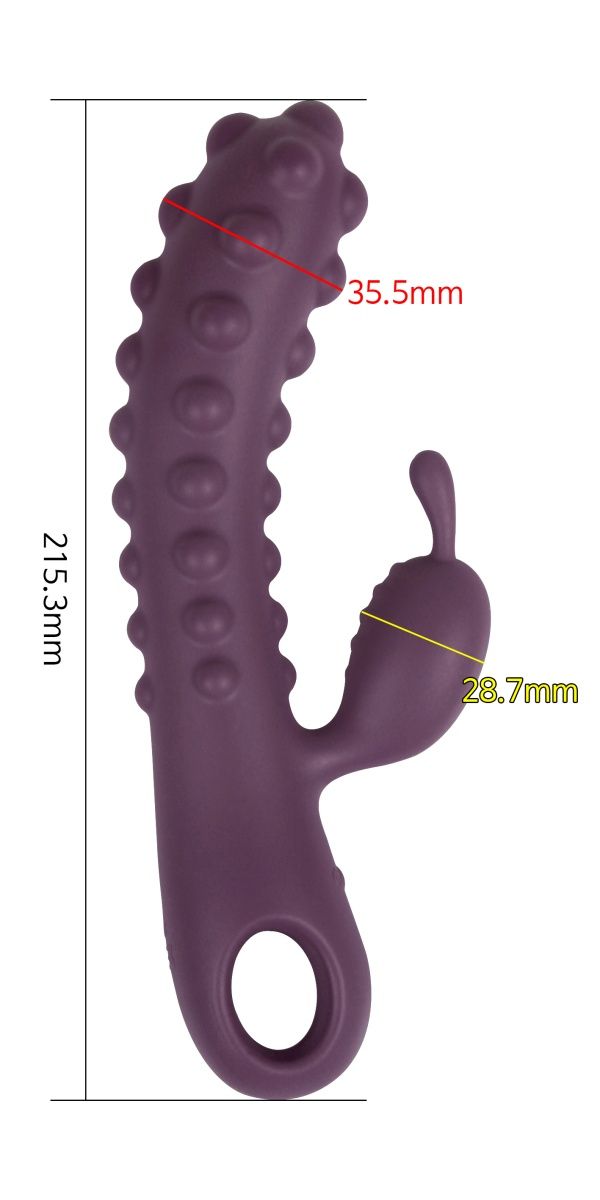 Фиолетовый вибромассажер SMON №1 с бугорками - 21,5 см.