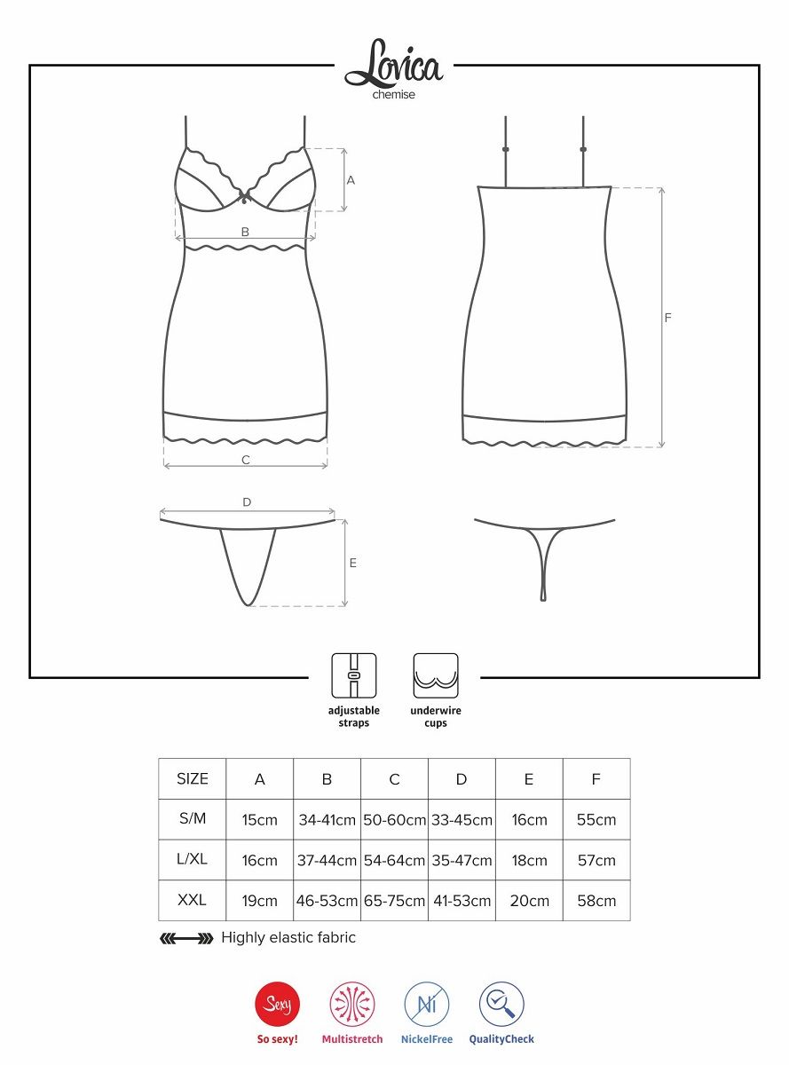 Облегающая сорочка Lovica с изысканным цветочным узором кружева