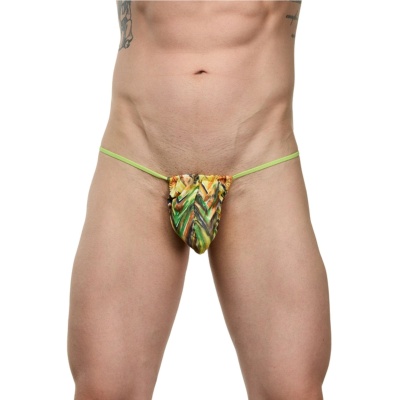 Мужские трусы-стринги с зигзагообразным принтом